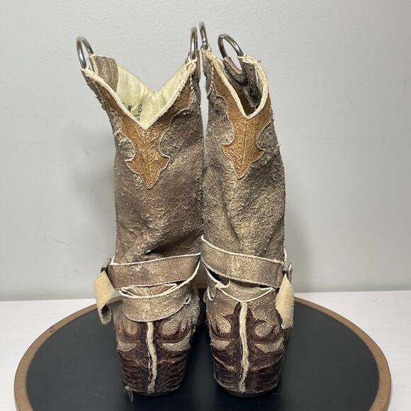 Pecos‎ Bill Boots Women 6.5 Distressed Western Python Inlay Harness Exotic Rodeo - Picture 11 of 16